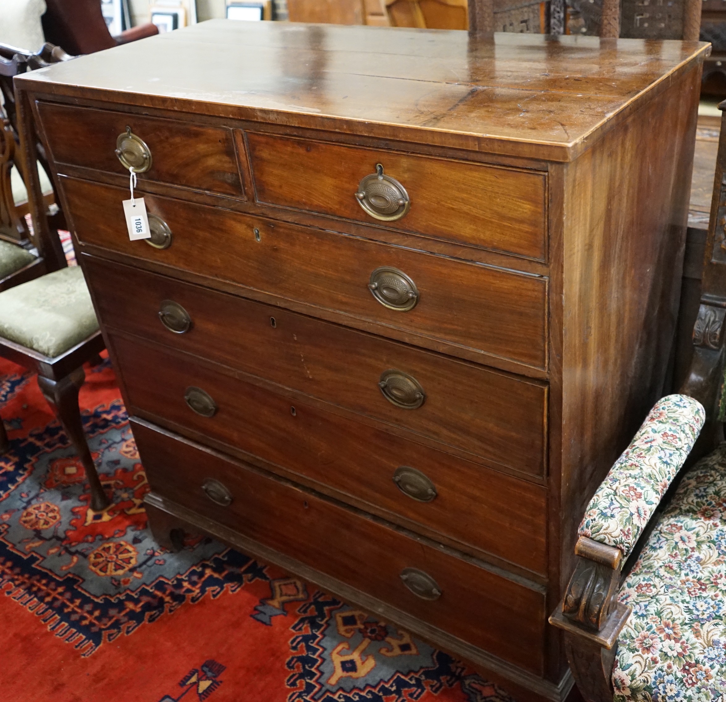 A George III mahogany chest, width 107cm, depth 51cm, height 113cm